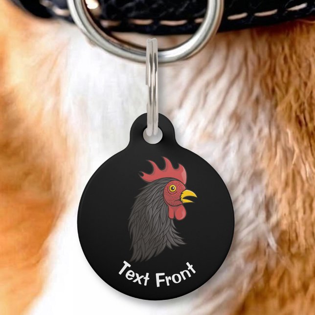 Médaillon Pour Animaux Tête de Coq Noir (Créateur téléchargé)