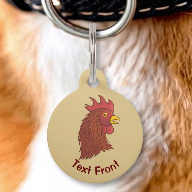 Médaillon Pour Animaux Tête de Coq Rouge (Créateur téléchargé)