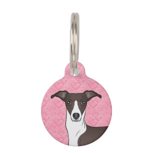 Médaillon Pour Animaux Tête de Greyhound Italien blanc et cacheté avec co