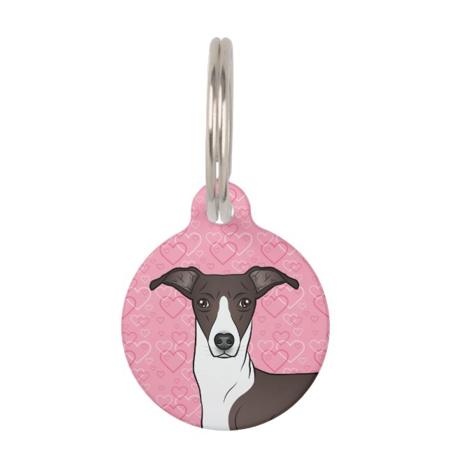 Médaillon Pour Animaux Tête de Greyhound Italien blanc et cacheté avec co (Devant)