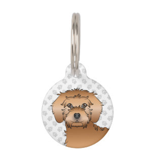 Médaillon Pour Animaux Tête de mini Goldendoodle couleur abricot dessin a
