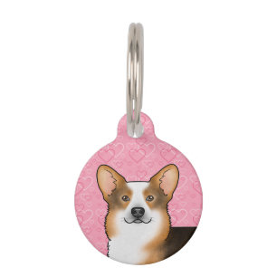 Médaillon Pour Animaux Tête rousse Tri Pembroke Welsh Corgi Amour Rose