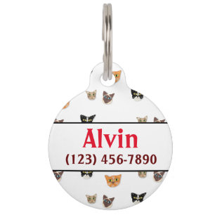 Médaillon Pour Animaux Têtes de chat heureuses - Motif