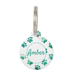 Médaillon Pour Animaux Texte personnalisé empreinte de patte texturée ver