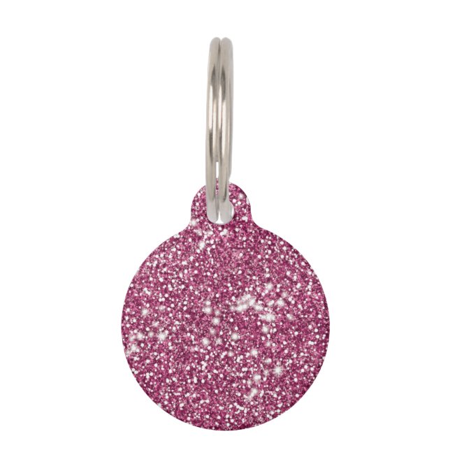 Médaillon Pour Animaux Texture de faux paillettes roses et informations s (Devant)