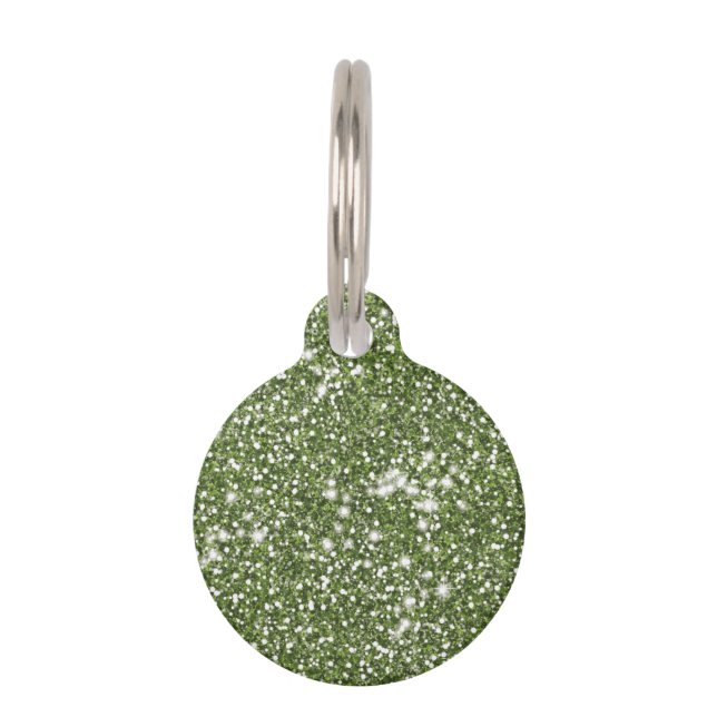 Médaillon Pour Animaux Texture de scintillement vert faux aspect & infos  (Devant)