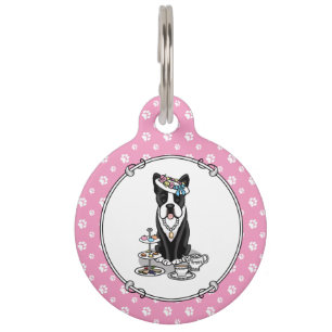Médaillon Pour Animaux Thé Party Boston Terrier (noir) Chien Mignon