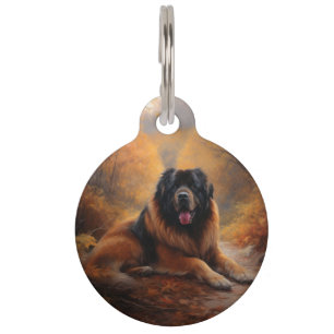 Médaillon Pour Animaux Tibétain Mastiff en automne feuilles tombées inspi