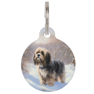 Médaillon Pour Animaux Tibetan Terrier Qu'il neige Noël