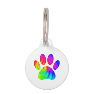 Médaillon Pour Animaux Tie Dye Chien Empreinte de patte Graphic