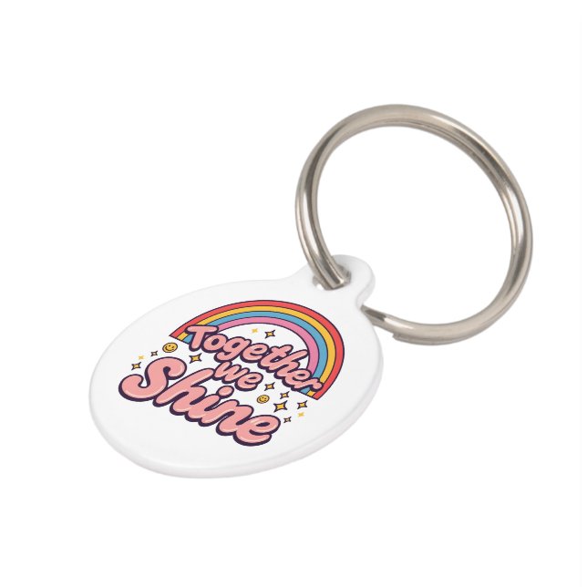 Médaillon Pour Animaux Together We Shine – Rainbow Retro Pride Quote (Côté )