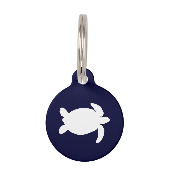 Médaillon Pour Animaux Tortue de mer bleue et blanche (Devant)