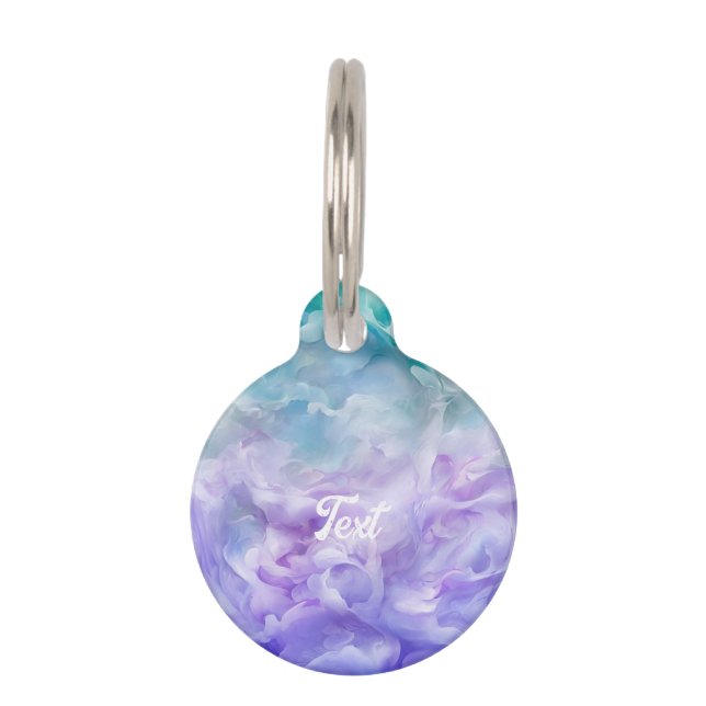 Médaillon Pour Animaux Tourbillon de nuage bleu et violet (Devant)