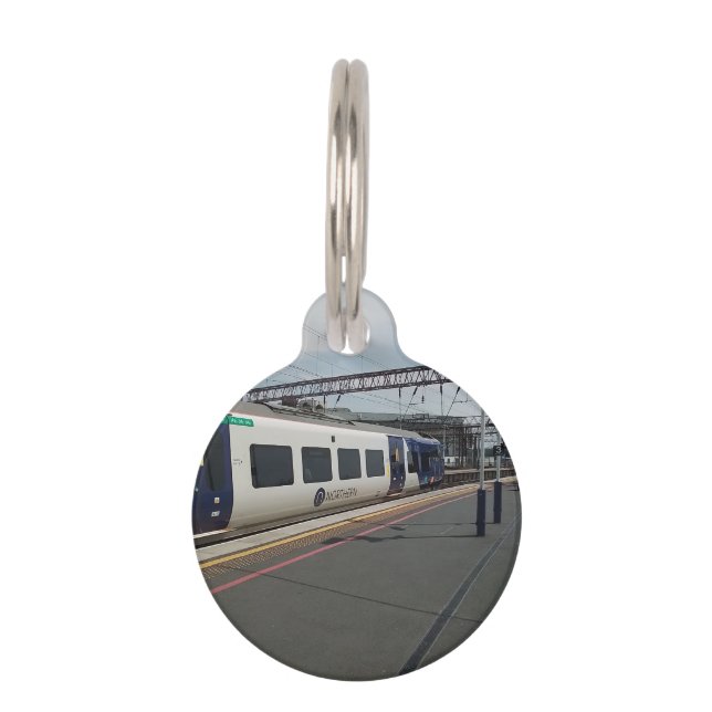 Médaillon Pour Animaux Train bleu et blanc (Devant)