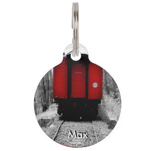 Médaillon Pour Animaux Train de chemin de fer noir et rouge d'héritage