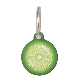 Médaillon Pour Animaux Tranche de citron vert avec informations personnal