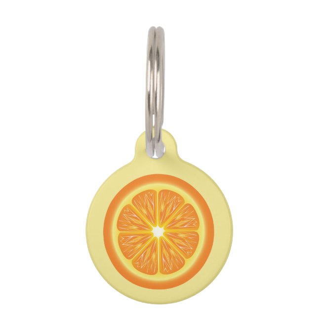 Médaillon Pour Animaux Tranche d'orange avec nom et numéro (Devant)