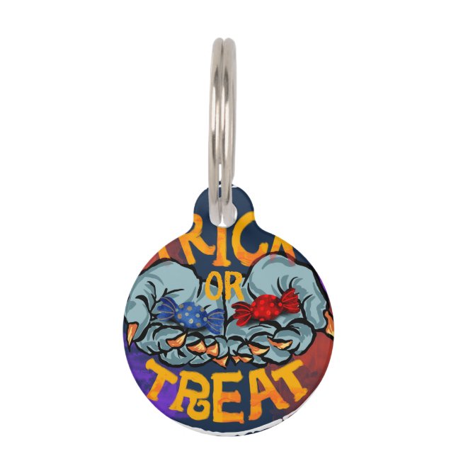 Médaillon Pour Animaux Treak ou Treat Scary Halloween (Devant)