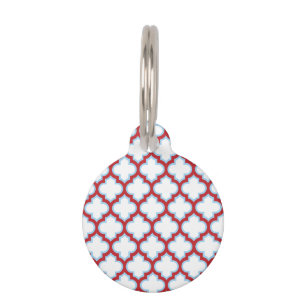 Médaillon Pour Animaux Trellis blanc et rouge, treillis, Quatrefoil