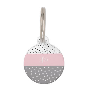 Médaillon Pour Animaux Triangles et points géométriques élégants dans le