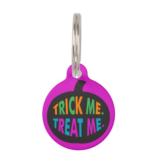 Médaillon Pour Animaux Trick Me Traite, Halloween Multi-Couleur (Devant)