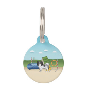 Médaillon Pour Animaux Tricolore Papillon Chien Avec Équipement D'Agilité