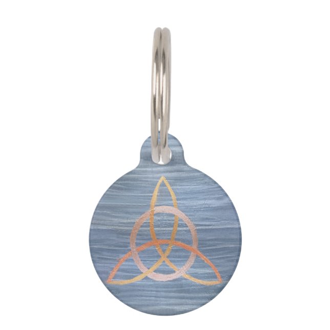 Médaillon Pour Animaux Triquetra Abstrait | Blue Gold Celtic Trinity Knot (Devant)