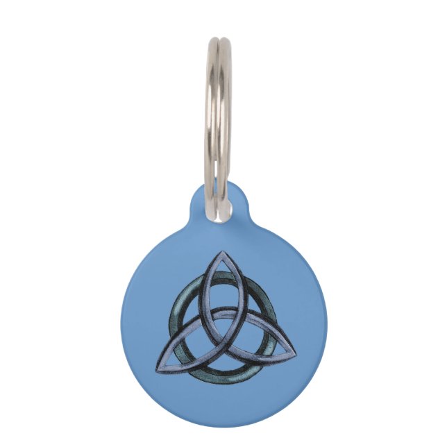 Médaillon Pour Animaux Triquetra (bleu) (Devant)