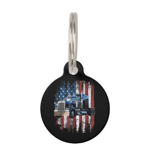 Médaillon Pour Animaux Trucker American Flag Truck Driver Truck Driver Gi