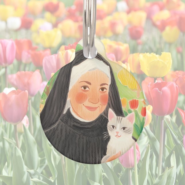 Médaillon Pour Animaux Tulipe Sainte Gertrude Patronne des Chats Crayon d (Créateur téléchargé)