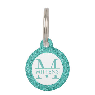 Médaillon Pour Animaux Turquoise Parties scintillant Aqua Éperche rose J