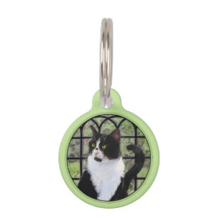 Médaillon Pour Animaux Tuxedo Chat dans la peinture de fenêtre Art animal