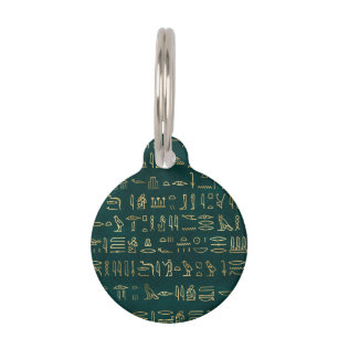 Médaillon Pour Animaux Typographie égyptienne des Hiéroglyphes d'or