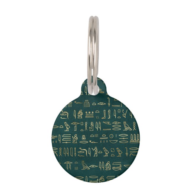Médaillon Pour Animaux Typographie égyptienne des Hiéroglyphes d'or (Devant)