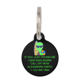 Médaillon Pour Animaux Un Alien Fun LGM Vacances été temps mauvais chien
