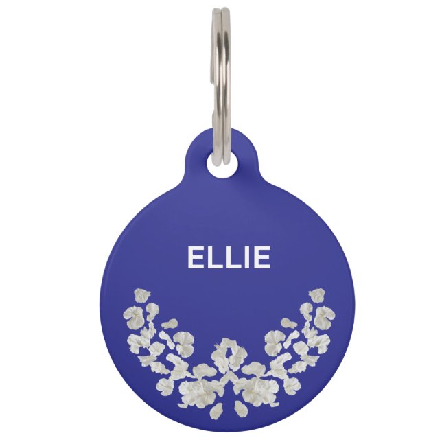Médaillon Pour Animaux Unique Personnalisable Avec Fleurs (Devant)