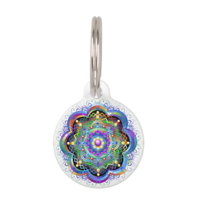 Médaillon Pour Animaux Univers Mandala Couleurs Psychédéliques (Devant)