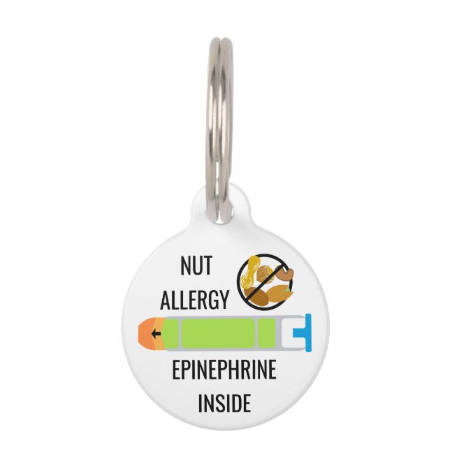 Médaillon Pour Animaux Urgence d'adrénaline d'allergie d'arachide de noix (Devant)