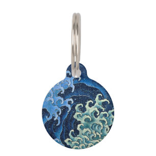 Médaillon Pour Animaux Vague féminine de Hokusai Océan Vintage
