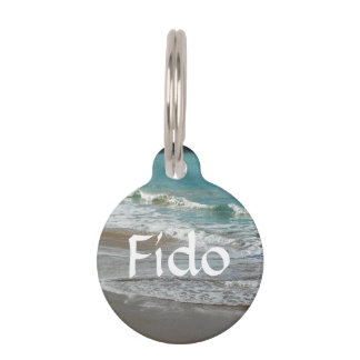 Médaillon Pour Animaux Vagues sur la plage bleu turquoise Océan