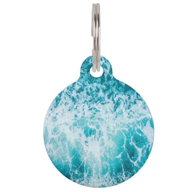 Médaillon Pour Animaux Vagues tropicales de l'océan bleu (Devant)