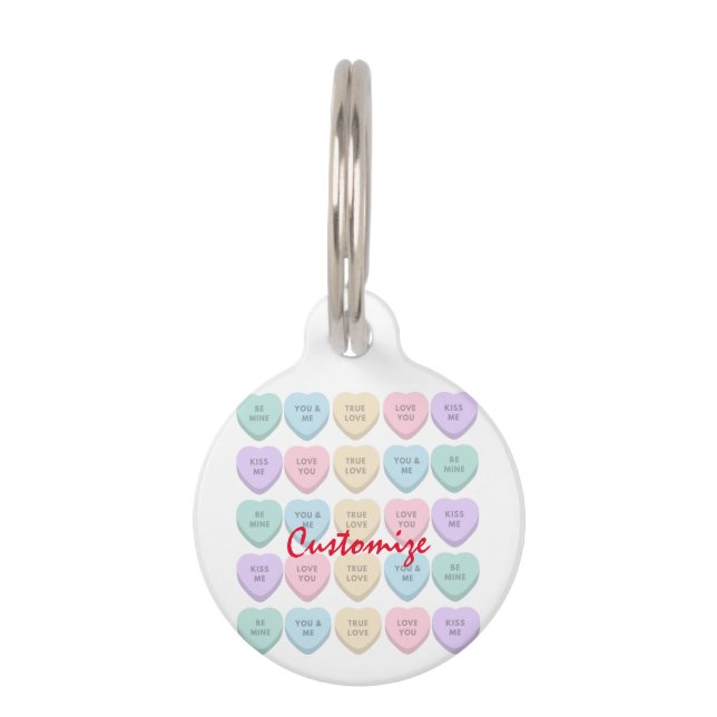 Médaillon Pour Animaux Valentine Candy Hearts Thunder_Cove (Devant)