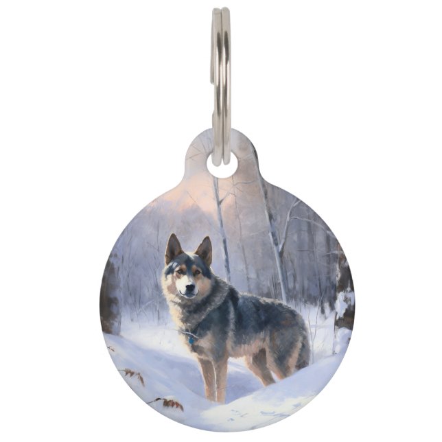 Médaillon Pour Animaux Vallhund suédois Laisser neiger Noël (Devant)