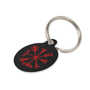 Médaillon Pour Animaux Vegvísir rouge sang (boussole de Viking)