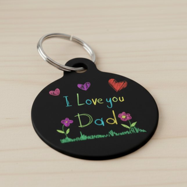 Médaillon Pour Animaux Vibes de frisson pour papa ("I Love You Dad" Chill Vibes for Dad Pet ID Tag)