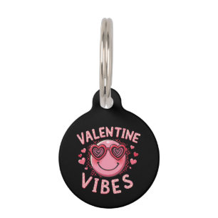 Médaillon Pour Animaux Vibes de la Saint-Valentin Hippie Fête de la Saint