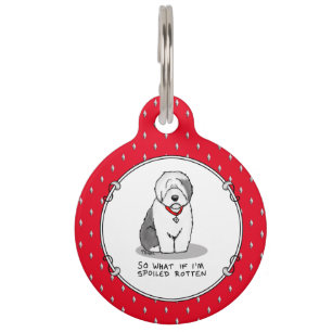 Médaillon Pour Animaux Vieux chien de berger anglais gâté pourri (Gris 1)