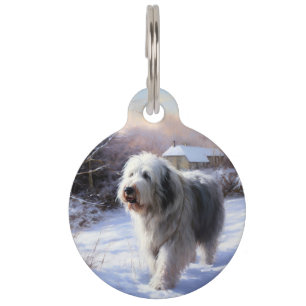 Médaillon Pour Animaux Vieux Chien de Berger Anglais Laissez Tomber la Ne