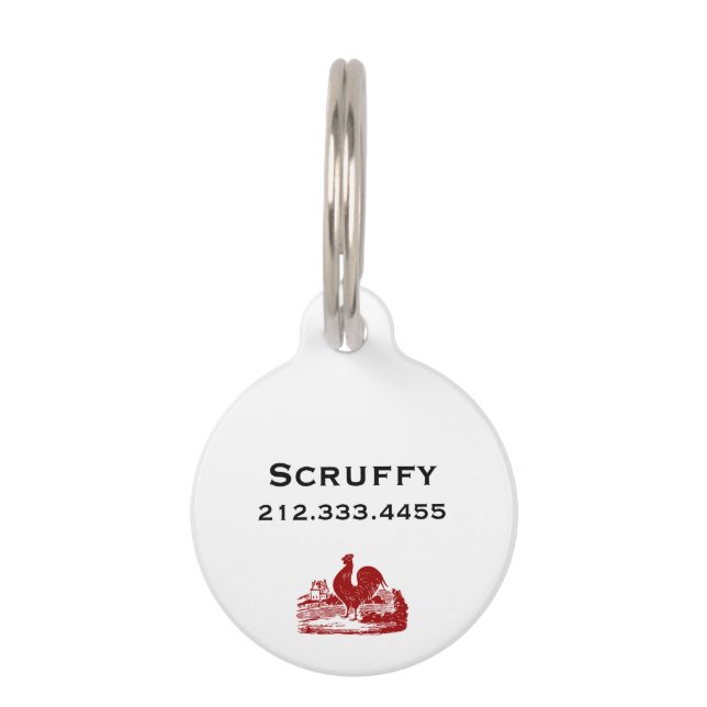 Médaillon Pour Animaux Vieux cru de ferme de coq rouge (Dos)