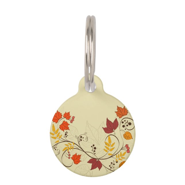 Médaillon Pour Animaux Vignes de feuille d'automne avec le texte (Devant)
